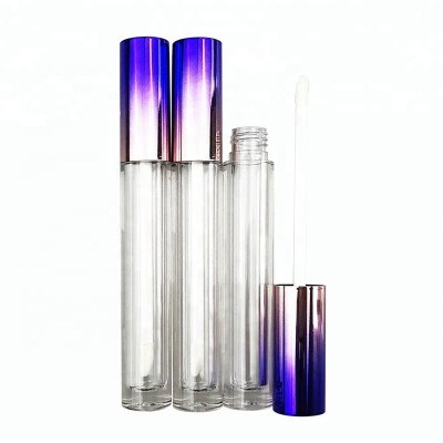 Round purple white color empty plastic lip gloss tube private label with brush